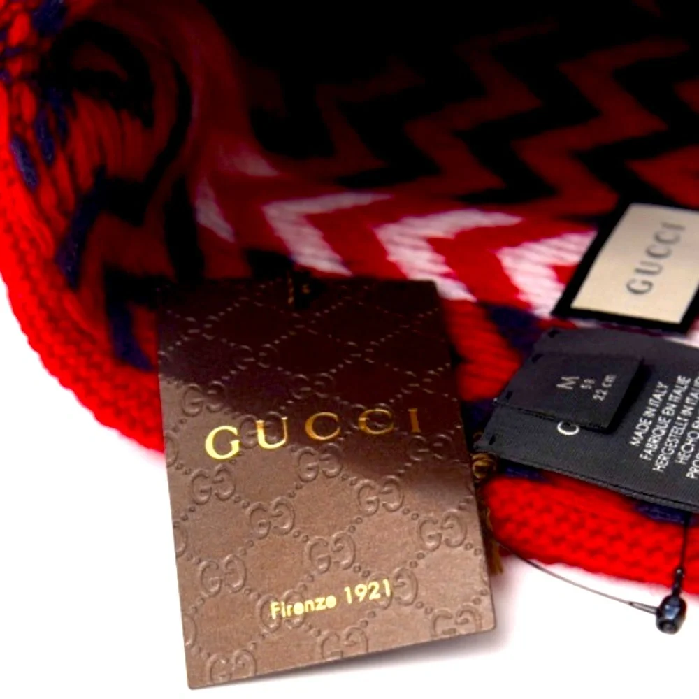 GUCCI Wool Zig Zag Knit Beanie, Unisex. Authentic, NWT